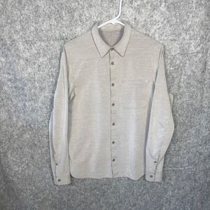 Lululemon Commission Long Sleeve Shirt Men's Medium Light Grey Button Up Pocket